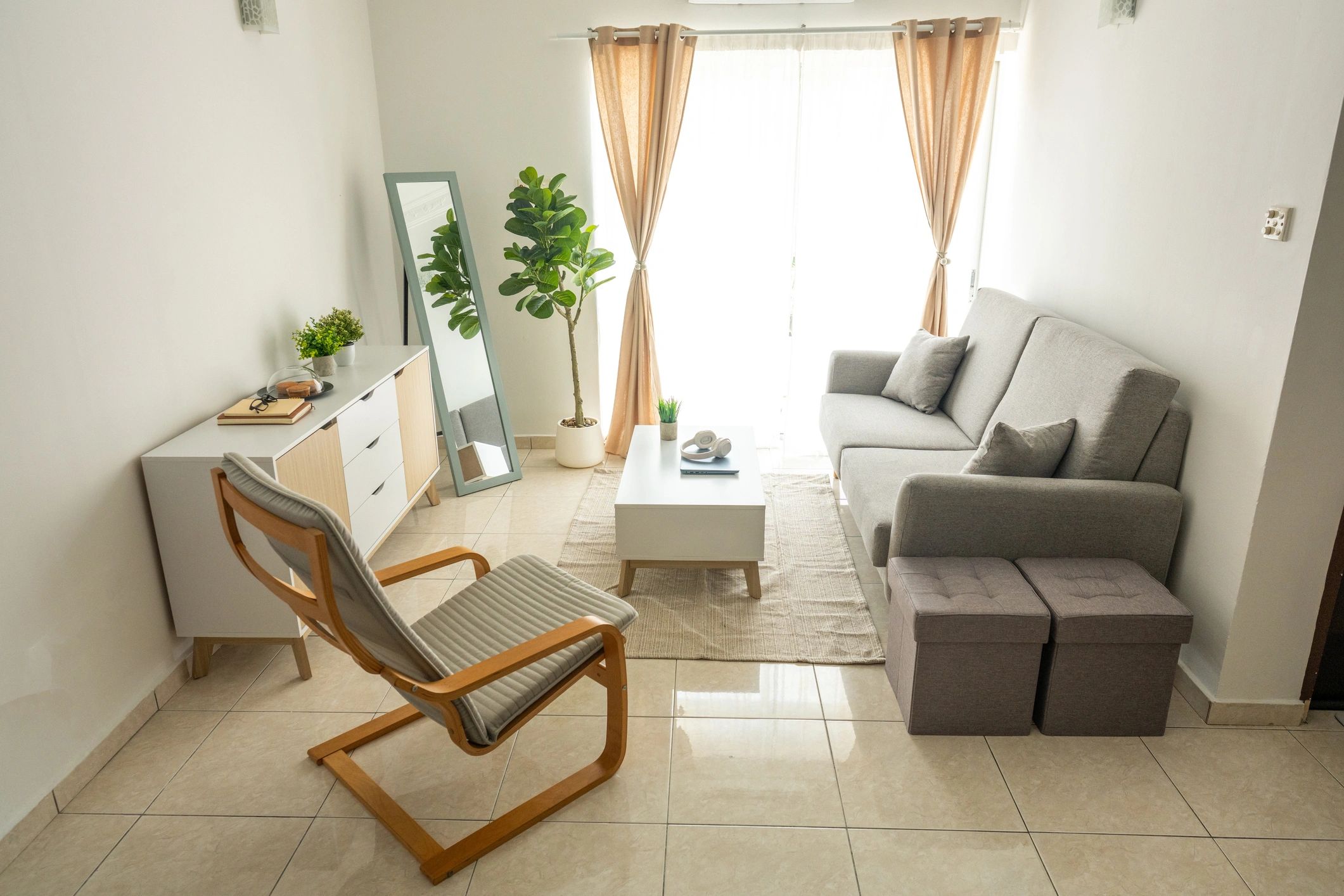 Neutral-toned living room interior