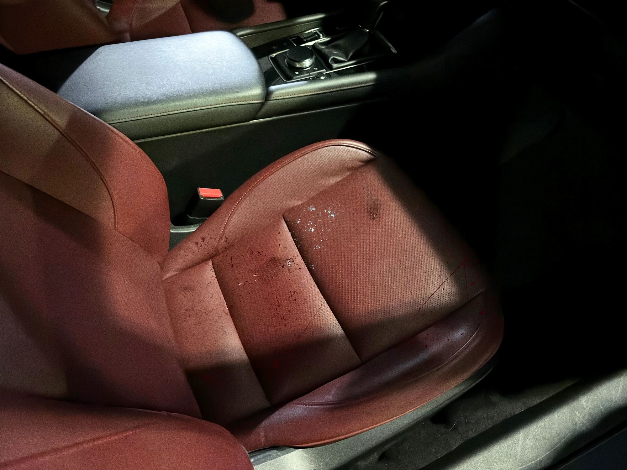 Car seat upholstery close-up