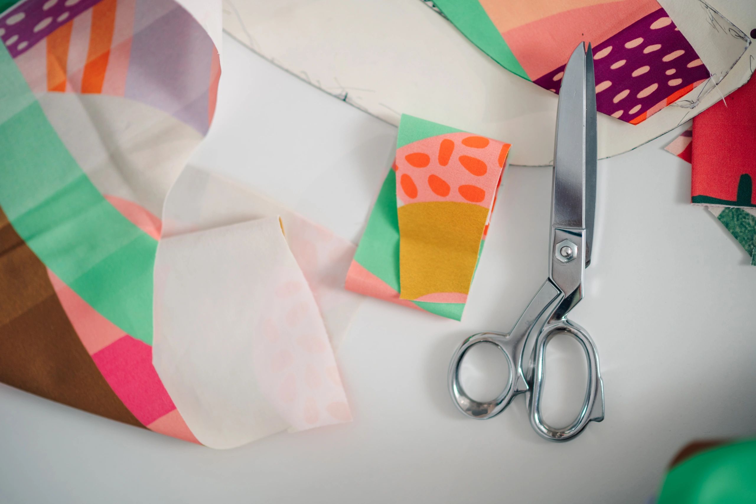 Fabric and scissors for custom sewing and canvas work